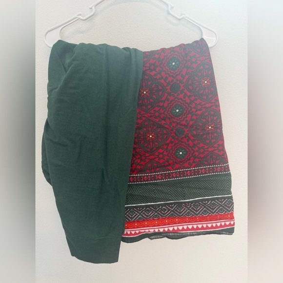 Green & Red 3 Piece Printed Suit Traditional Salwar Kameez - Picture 5 of 5